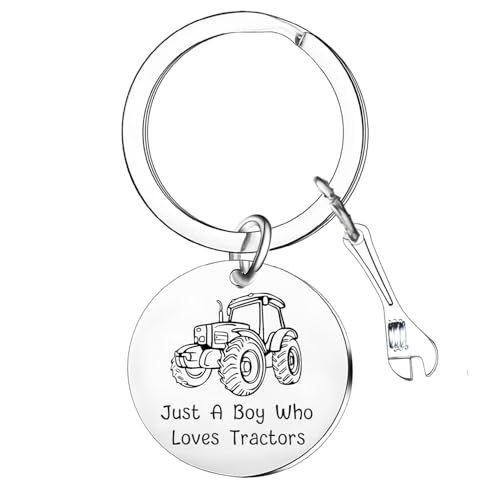 Nimteve Traktor-Schlüsselanhänger, Traktor-Liebhaber, Geschenk für Jungen, nur ein Junge, der Traktoren liebt, Schlüsselanhänger