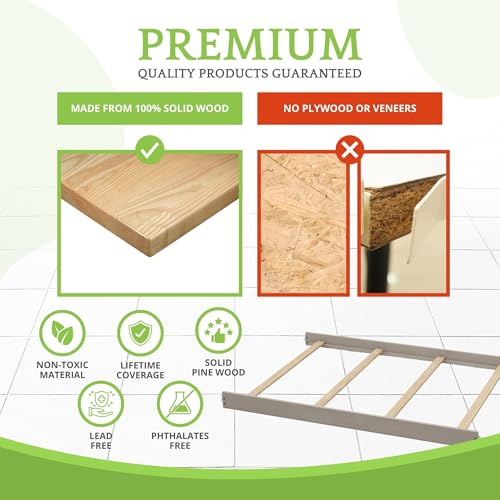 Image of Full-Size Conversion Kit Bed Rails for Oxford, Soho, Ozlo & Avalon Baby Convertible Cribs - Solid Wood - Toddler and Adult Rail for Full-Size Bed - Nursery and Baby Furniture (Stone Wash, Hook-On Kit)