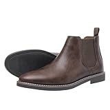 [夕暮れの香り]ブーツ メンズ チェルシーブーツ メンズブーツ ビジネスブーツ ワークブーツ ショートブーツ 英国風 ハイカット ファッション レトロ カジュアル 滑り止め 耐摩耗性 大きいサイズ(ダークブラウン,25 cm)