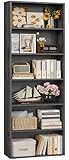 IRONCK Bookcase, 6 Tier Bookshelf, Open Storage Shelf, Tall Shelving Unit, Free Standing Display Shelf for Living Room, Home Office, Dinning Room, 60x23.5x180cm (Charcoal Grey)