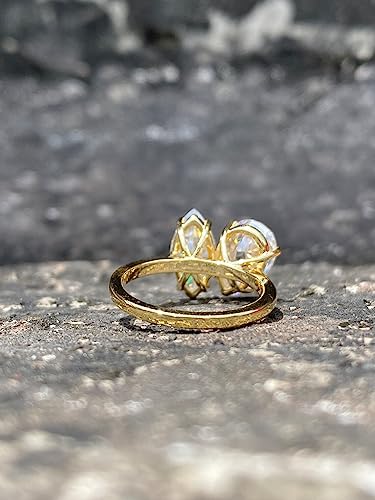 Ssjewel 2 Ct Pear & Marquise Cut Diamond Toi Et Moi Ring Dainty Fancy Toi Et Moi Engagement Ring For Women 14K Gold Plated Toi Et Moi Promise Ring 925 Sterling Silver Handmade Toi Et Moi Jewelry Ring3