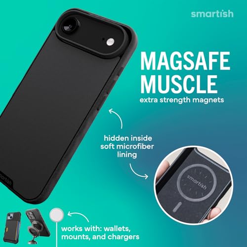 Image of Smartish iPhone Air MagSafe Case + Screen Protector - Magnetic Slim Case - Protective Thin Grip Cover + 2-Pack Tempered Glass Screen Protectors for Apple iPhone Air - Black Tie Affair