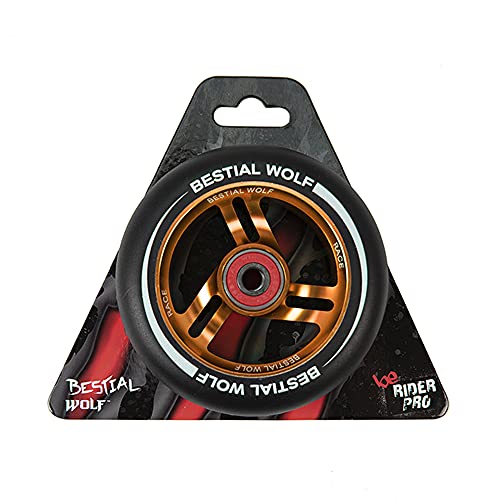 BESTIAL WOLF Ruota Race PU Colore Nero e Core Arancione, Diametro 100 mm