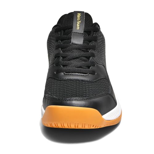 HaloTeam Tennis Shoes Mens Fashion Non Slip Running Trainers Lightweight Breathable Fitness Sport Sneakers for Badminton Squash Volleyball,5803 Black Gold,9.5 UK - Image 4