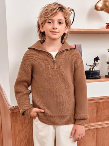 Meikulo Boys Quarter Zip Pullover Sweater Kids Fashion Knit Jumper Clothes 5-14 Years2