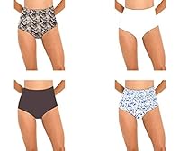 Pepperika Women's (Size XXL) High Waist Cotton Lycra Stretchable Brief Underwear Maternity Pregnancy C-Panty After Delivery Plus Size Panties Combo 2XL (Pack of 4) (Colors and Prints May vary)