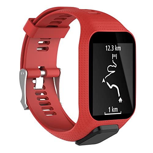 Dotoen Correa compatible con Tom Tom,Correa de Repuesto de Silicona Suave para Tomtom Adventurer Runner 3/Runner 2/Spark 3 Golf 2 (Rojo)