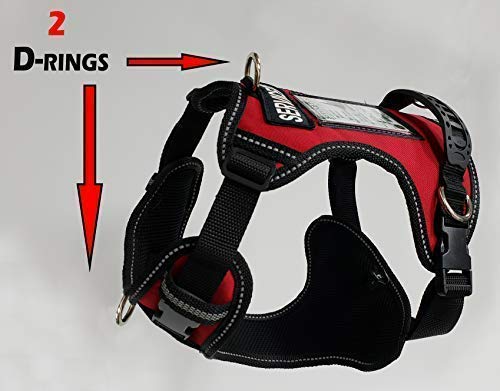 Activedogs Adjustable No-Pull Service Dog Harness, Small Girth 19"-25" W/Front D-Ring, Clear Id Pocket Window, Molded Handle - Red #TOP1