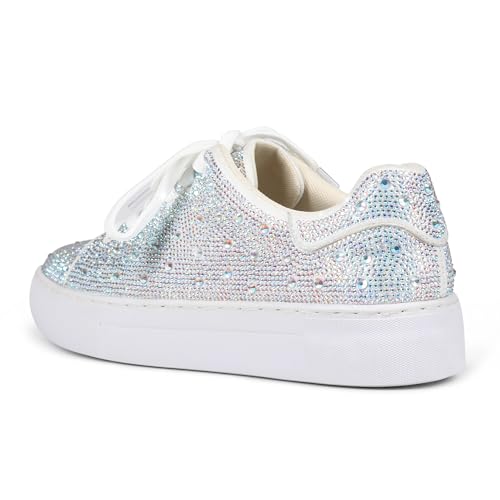 Women's Fashion Bling Rhinestone Sneakers Sparkly White Glitter Wedding Party Sneakers Tennis Shoes for Women3