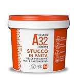 RASABEN - Stucco Bianco in Pasta A32 Pronto all'Uso, per Rasature e Finiture di Qualità, Ottima Carteggiabilità, Traspirante, per Legno Muri e Cartongesso, Uso Interno, Made in Italy, Barattolo da 5kg