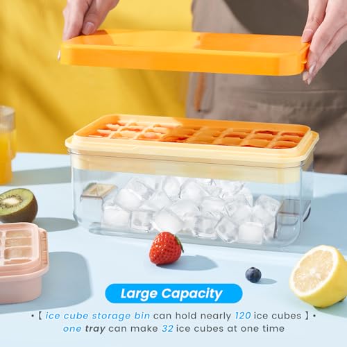 image for PHINOX Ice Cube Tray with Lid and Bin, 32 pcs Ice Cubes Molds, Ice Tra
