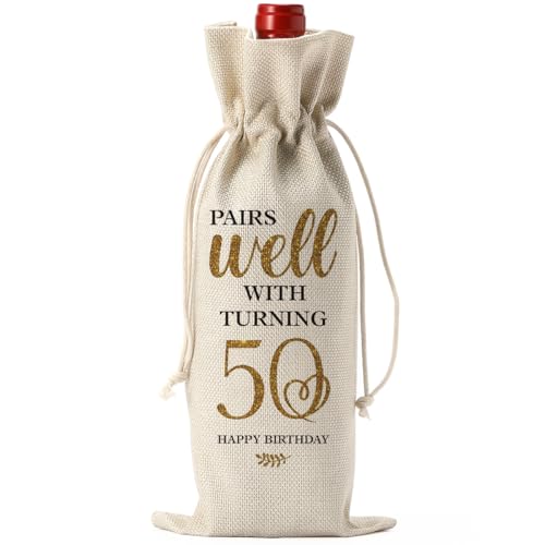 Happy 50th Birthday Gifts: Wine Bag for Coworker, Friend or Retirement