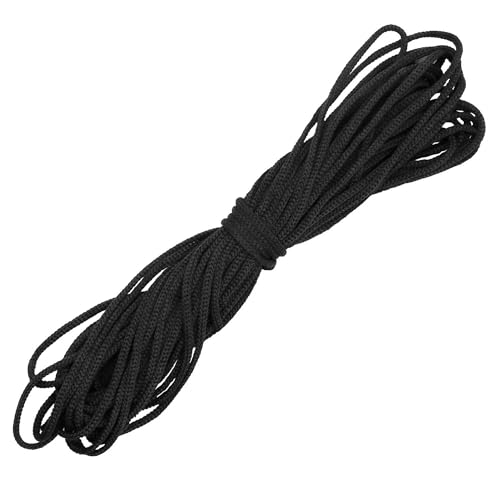 Durable Nylon Anorak Cord – 3mm Braided Drawstring Laces Hoodie String Jogger String Clothing Cord Lace Tying Lanyard Rope for Craft Projects – Black 10 metres