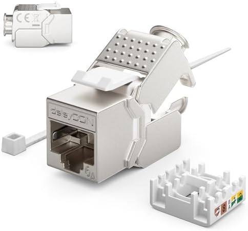deleyCON 2x Gniazdo Keystone Gniazdo Sieciowe Gniazdo Danych Podtynkowe + 4x Moduł Keystone CAT 6a Gniazdo RJ45 - Kabel Instalacyjny Sieci CAT w Pełni Ekranowany Biały