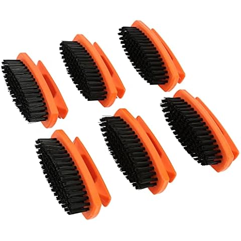 GreatNeck 19025 Nail Brush, 6 Pack Nail and Hand Scrub Brush Set, Stiff Bristles, Comfortable Scrubber Grip Cover