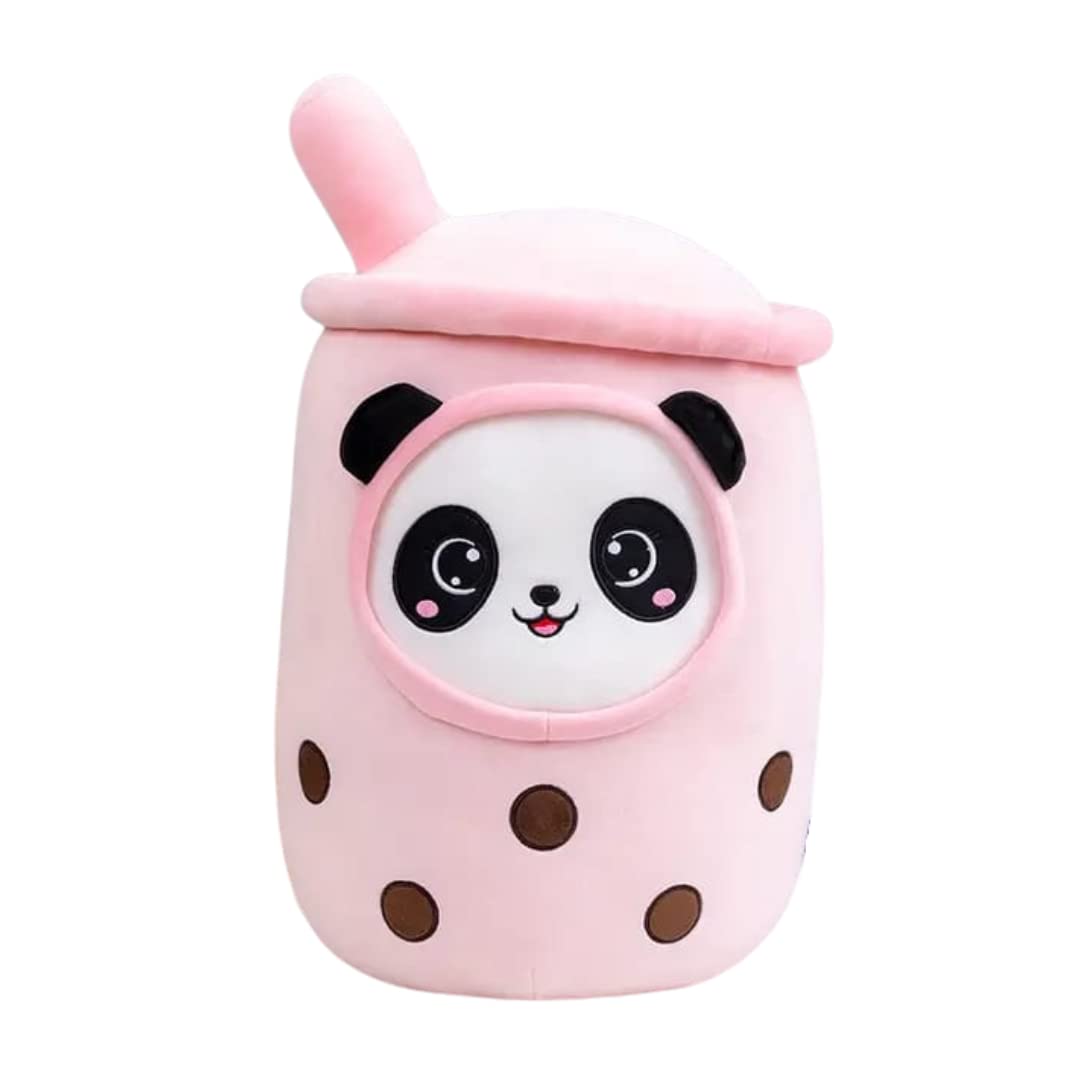 TechMax SolutionPanda Tea Stuffed Plush Pillow Pink Round Eyes Milk Tea Warm Plush Sleeping Pillow Children’s Gift Decorations