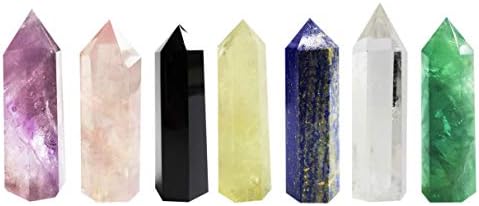 Healing Stone Wand of Clear Quartz Crystal Pointed & Faceted Prism Bar for Reiki Chakra Meditation Therapy Deco