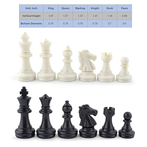 Dinobros Chess Pieces Only Magnetic Plastic Chessman Set For Replacement Of Missing Pieces - Complete Set Of 32 Unweighted Game Pawns #TOP2