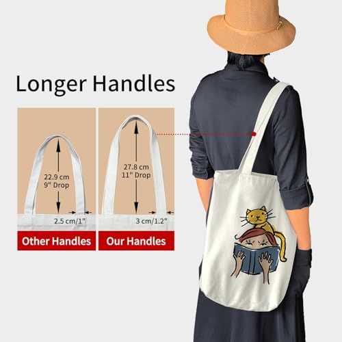 Image of itgowisa Canvas Tote Bag with Zipper Pocket, Travel Shopping Book Bag for Women, Gifts for Teachers, Nurses, Plant Lovers