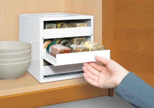 YouCopia Spice Stack Original Drawer Spice Organiser, Original 18-Bottle, White