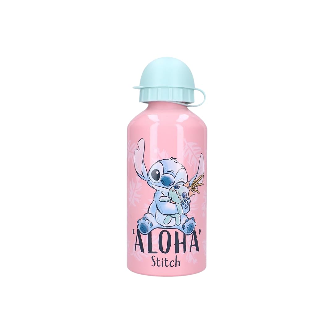 Borraccia Bambini Stitch Rosa/Blu - 500 Ml, Alluminio, Per Scuola E Asilo, Regalo Ideale - Foto 9