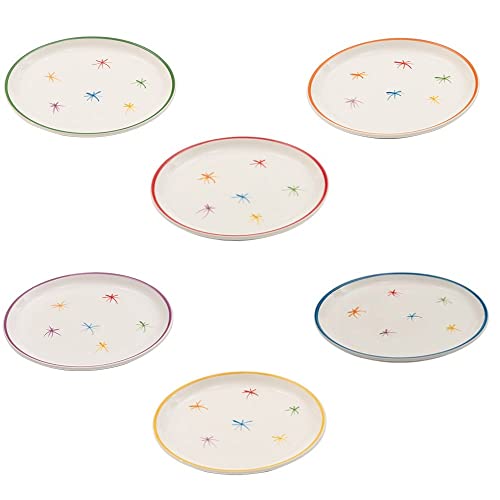 Zafferano Asterisco Piatto Dessert in Stoneware, Set 6 Pezzi