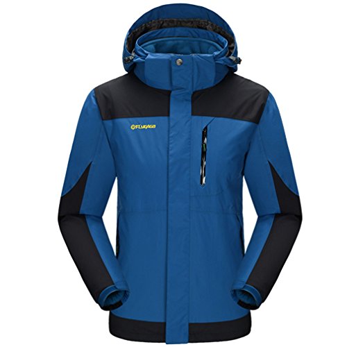 FLYGAGA Men's 3 in 1 Windproof Waterproof Breathable Hardshell Jacket Outdoor Sport Camping Hiking Climbing Jacket Coat (X-Large, Blue)