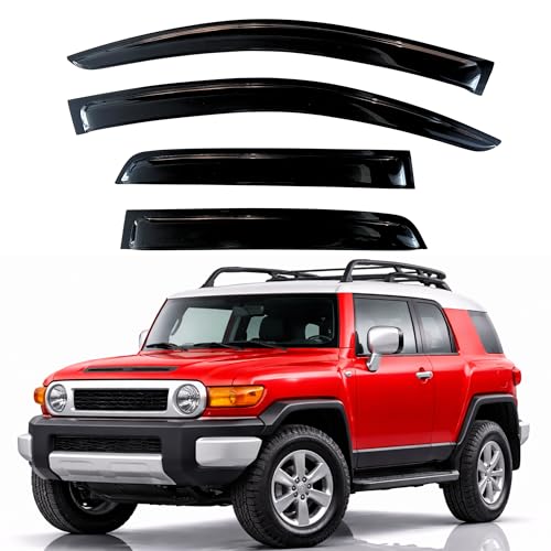 Image of KPY Rain Guards Fit for 2007-2014 Toyota FJ Cruiser, Out-Channel Window Visors Vent Wind Deflectors 4PC, Car Accessories for 07-14 FJ Cruiser