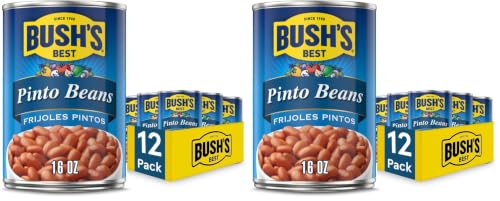 Image of BUSH'S BEST 16 oz Canned Pinto Beans,Source of Plant Based Protein and Fiber,Low Fat,Gluten Free,Great For Soups,Salads and More,(Pack of 24)