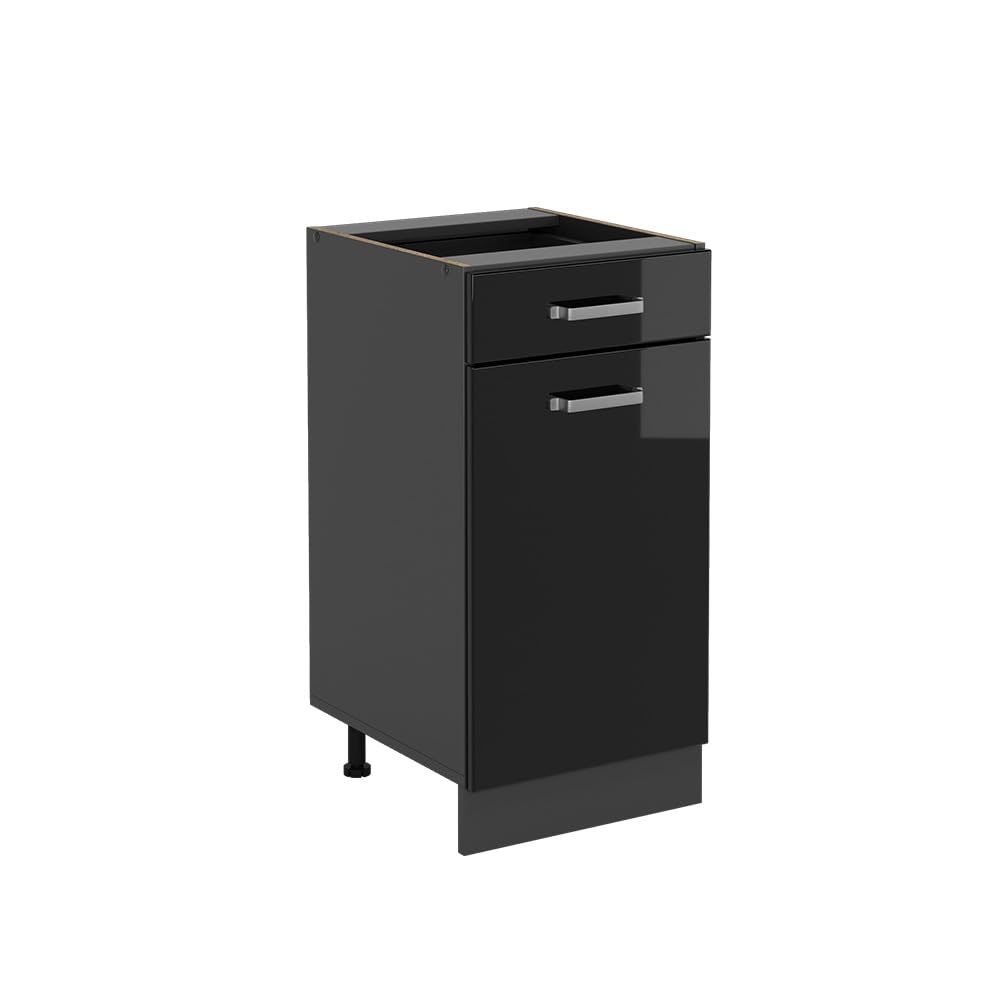 Vicco Kitchen base cabinet Raul, Black high gloss, 40 cm without worktop, for flexible combination within modular kitchen systems โ image 1