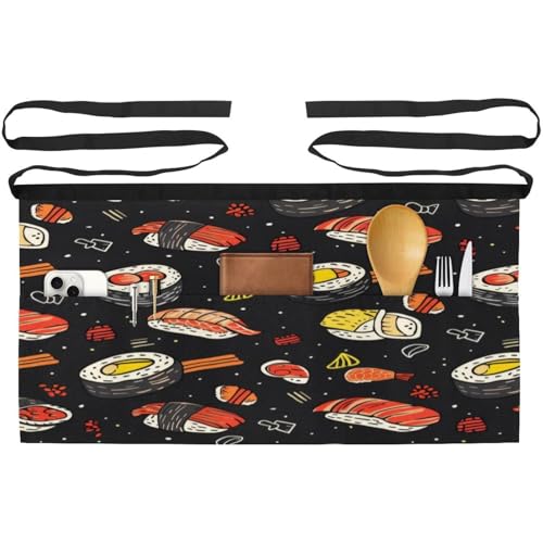 Lot de 3 tabliers courts de chef multicolores à 3 poches pour travail et nettoyage