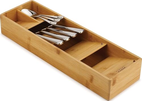 Joseph Joseph DrawerStore Compact Utensil Organizer For Kitchen Drawer Silverware, Flatware Tray, Small, Bamboo