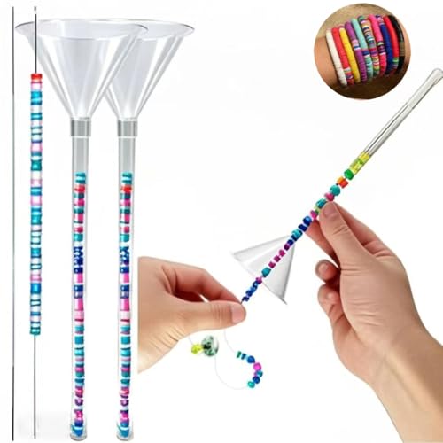 Sylpmoplar 2 Pcs Beading Funnel, Clay Beads Bracelet Making Kit, Beading Needles, Bead Stoppers, for Making Bracelets and Nacklaces