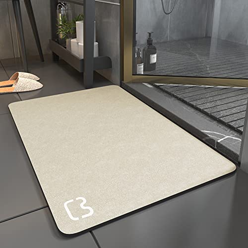 Diatomee Asciugatura Rapida Tappetino Da Bagno Super Assorbente Tappeti Da Bagno Sottili Antiscivolo In Stile Minimalista, Supporto In Gomma, Tappetino Da Bagno In Pietra Lavabile (Color : Beige, Si