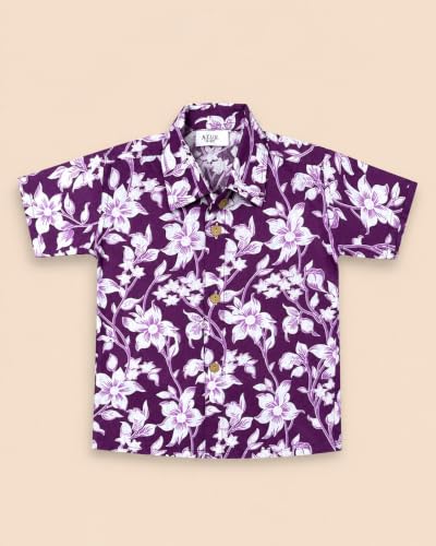 Image of A.T.U.N. (ALL THINGS UBER NICE) Boys 100% Cotton Printed Shirt | Half Sleeve Smart Casual Shirt for Kids | Soft Breathable Button Placket Top