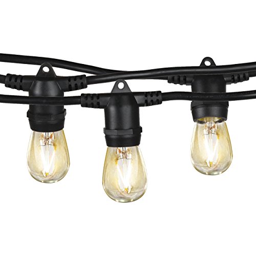 Brightech Ambience Pro - Waterproof LED Outdoor String Lights - 2W Vintage Edison Bulbs Create Bistro Ambience in Your Backyard - 48 Ft Commercial Grade Patio Lights