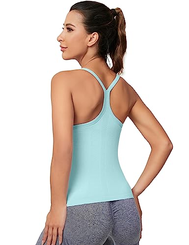 Image of MathCat Workout Tank Tops for Women with Built in Bra, Sleeveless Gym Tops Seamless Racerback Athletic Yoga Shirts