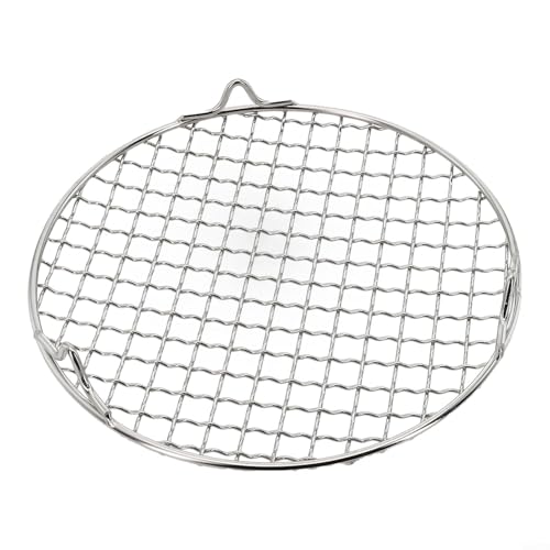 RichVibe Rejilla de barbacoa de camping, red de parrilla de barbacoa de acero inoxidable, bandeja redonda para hornear con patas de 2 cm, rejilla de cocción portátil para picnic (20 cm)