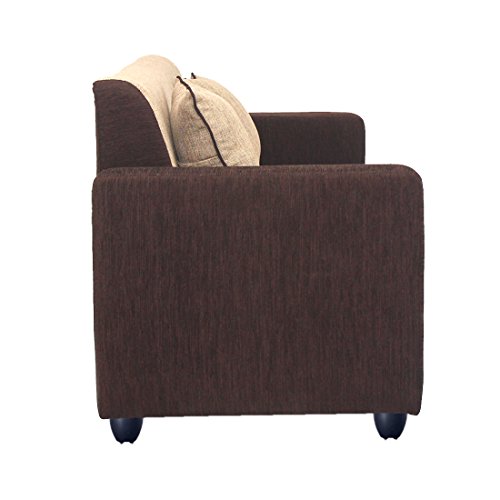 Image of Bharat Lifestyle Tulip 1 Seater Fabric Sofa | Brown | Upholstered Accent Sofa for Living Room, Bedroom & Office | Acacia Wood | DIY Assembly | 1 Year Warranty