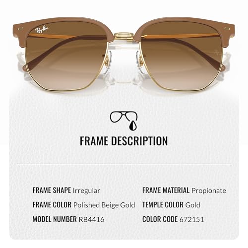 Image of Ray-Ban RB4416 NEW CLUBMASTER Square-Round Shaped Sunglasses for Men & Women with Official RAYBAN Eyewear Kit