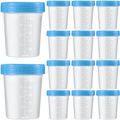 Image of Geiserailie 15 Pcs Urine Cups 4oz Disposable Specimen Container,Blue