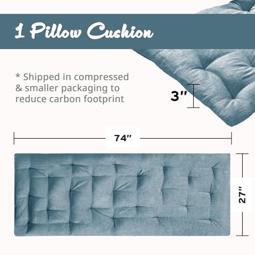 Intelligent Design Edelia Foldable Poly Chenille Light Weight Lounge Floor Pillow Cushion Tufted Seat for Meditation, Game Playing, Yoga, Reading with Travel Wrap, 74x27, Aqua