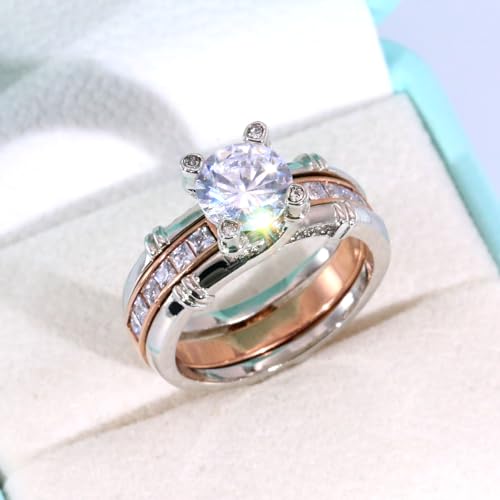 ringheart Couple Rings Matching Ring 1.5CT AAA CZ Rose Gold Plated Women Wedding Ring Sets for Him and Her Rings2