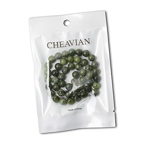 CHEAVIAN 45PCS 8mm Natural Taiwan Green Jade Round Loose Beads for Jewelry Making DIY Bracelet Necklace Materials 1 Strand 15"