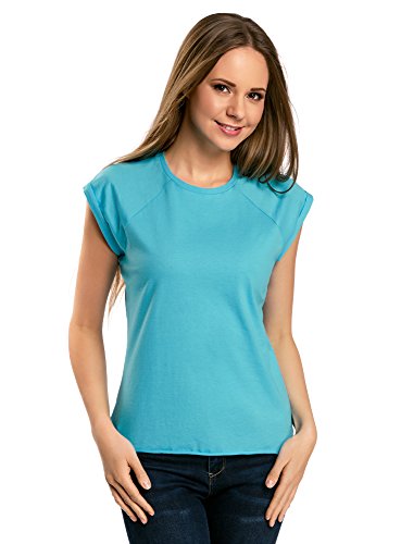 Oodji Ultra Donna T-Shirt Basic Dritta con Orlo