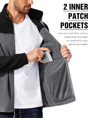 Image of COOFANDY Mens Polar Fleece Jacket Lightweight Full Zip Jackets Outdoor Coat