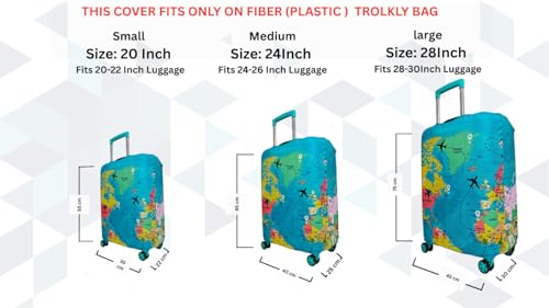Image of Printed Luggage Cover for Traveling Bag & Suitcase - Stretchable & Scratchproof Trolley Protector with Velcro Lock & Lightweight Washable Material(Suitcase Bag Not Included, Only Cover in Product)