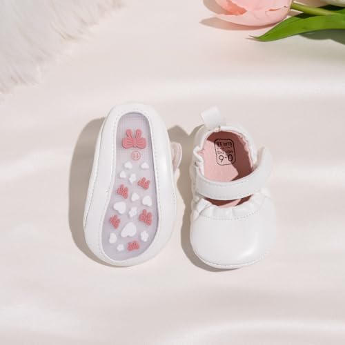 Image of Meckior Infant Baby Girl Sandals Soft Non-Slip Rubber Sole Handmade Princess Wedding Dress Shoes Toddler First Walkers