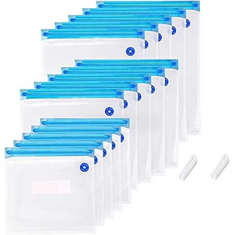FAMKIT Vacuum Sealer Storage Bags, 15 PCS Reusable Vacuum Food Sealer Bags, 3 Sizes Sous Vide Bag Kit, BPA Free, Great for Vac Storage, Meal Prep or Sous Vide Cover