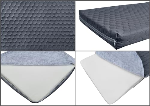 Erst-Holz Kuscheliges Haustierbett 80x50 cm, Kiefer grau V-30.32-G-80x50, Ausstattung:mit Rollrost. Polster und Matratze